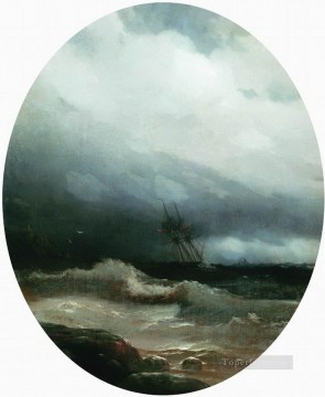  barco pintura - Barco en una tormenta 1891 Romántico Ivan Aivazovsky Ruso